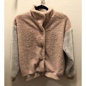 Zara Faux-Fur Fuzzy Two-toned Bomber Size Small